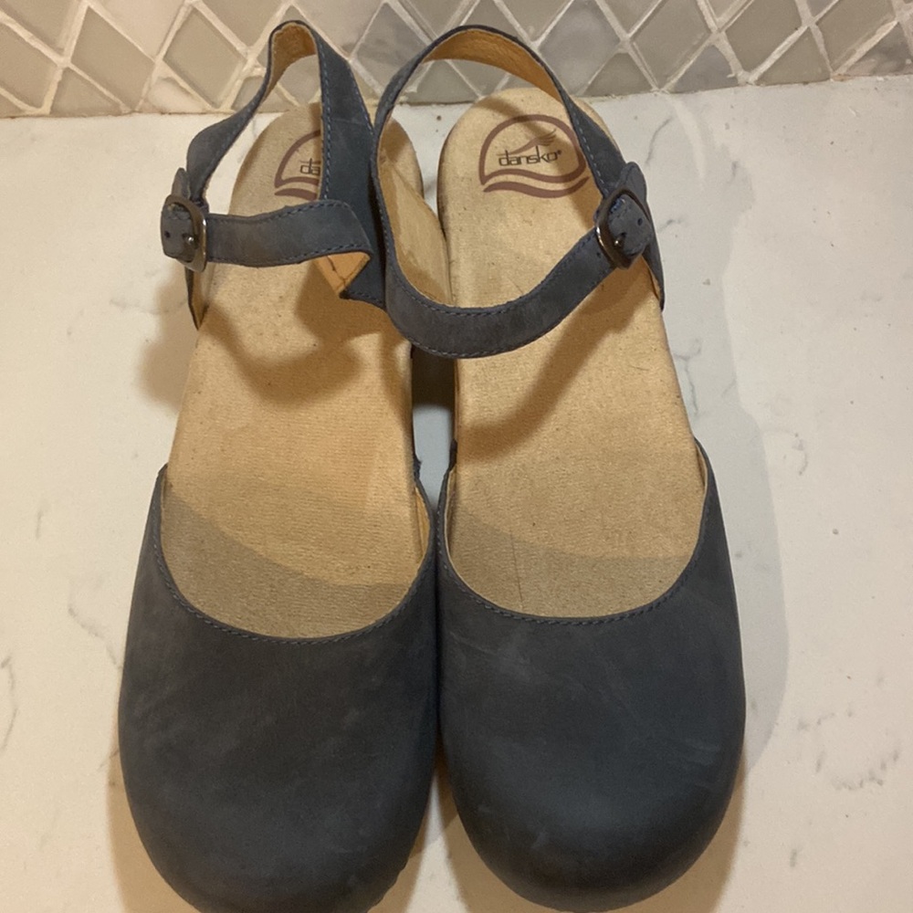 Dansko 'Sam' Leather Mary Jane Clog in Blue Size 42 - Picture 2 of 8